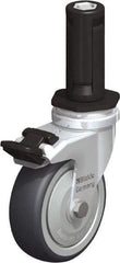 Blickle - 3" Diam x 63/64" Wide x 4" OAH Stem Mount Swivel Caster with Brake - Rubber Elastomer (TPE), 165 Lb Capacity, Ball Bearing, Round Stem - Exact Tool & Supply