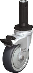Blickle - 3" Diam x 63/64" Wide x 4" OAH Stem Mount Swivel Caster with Brake - Rubber Elastomer (TPE), 165 Lb Capacity, Ball Bearing, Round Stem - Exact Tool & Supply