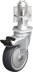 Blickle - 3" Diam x 63/64" Wide x 4" OAH Metal Expander Mount Swivel Caster with Brake - Rubber Elastomer (TPE), 165 Lb Capacity, Ball Bearing, Metal Expander Stem - Exact Tool & Supply