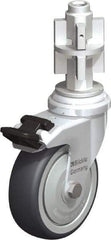 Blickle - 3" Diam x 63/64" Wide x 4" OAH Metal Expander Mount Swivel Caster with Brake - Rubber Elastomer (TPE), 165 Lb Capacity, Ball Bearing, Metal Expander Stem - Exact Tool & Supply