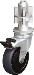 Blickle - 3" Diam x 63/64" Wide x 4" OAH Metal Expander Mount Swivel Caster with Brake - Rubber Elastomer (TPE), 110 Lb Capacity, Ball Bearing, Metal Expander Stem - Exact Tool & Supply