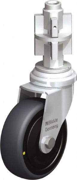 Blickle - 3" Diam x 63/64" Wide x 4" OAH Metal Expander Mount Swivel Caster - Rubber Elastomer (TPE), 110 Lb Capacity, Ball Bearing, Metal Expander Stem - Exact Tool & Supply