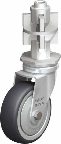 Blickle - 3" Diam x 63/64" Wide x 4" OAH Metal Expander Mount Swivel Caster - Rubber Elastomer (TPE), 165 Lb Capacity, Ball Bearing, Metal Expander Stem - Exact Tool & Supply