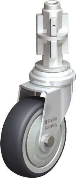 Blickle - 3" Diam x 63/64" Wide x 4" OAH Metal Expander Mount Swivel Caster - Rubber Elastomer (TPE), 165 Lb Capacity, Ball Bearing, Metal Expander Stem - Exact Tool & Supply