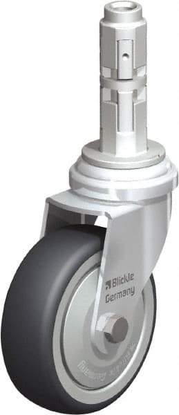 Blickle - 3" Diam x 63/64" Wide x 4" OAH Metal Expander Mount Swivel Caster - Rubber Elastomer (TPE), 165 Lb Capacity, Ball Bearing, Metal Expander Stem - Exact Tool & Supply
