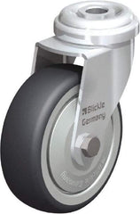 Blickle - 3" Diam x 63/64" Wide x 3-27/32" OAH Hollow Kingpin Mount Swivel Caster - Rubber Elastomer (TPE), 165 Lb Capacity, Ball Bearing, Hollow Kingpin Stem - Exact Tool & Supply