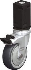 Blickle - 3" Diam x 63/64" Wide x 4" OAH Stem Mount Swivel Caster with Brake - Rubber Elastomer (TPE), 165 Lb Capacity, Ball Bearing, Square Stem - Exact Tool & Supply