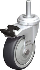 Blickle - 3" Diam x 63/64" Wide x 3-27/32" OAH Stem Mount Swivel Caster with Brake - Rubber Elastomer (TPE), 165 Lb Capacity, Ball Bearing, 3/8 x 1-13/16" Threaded Stem - Exact Tool & Supply