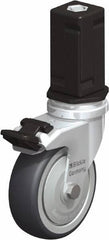 Blickle - 3" Diam x 63/64" Wide x 4" OAH Stem Mount Swivel Caster with Brake - Rubber Elastomer (TPE), 165 Lb Capacity, Ball Bearing, Square Stem - Exact Tool & Supply