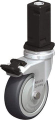 Blickle - 3" Diam x 63/64" Wide x 4" OAH Stem Mount Swivel Caster with Brake - Rubber Elastomer (TPE), 165 Lb Capacity, Ball Bearing, Square Stem - Exact Tool & Supply