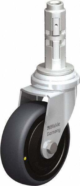 Blickle - 3" Diam x 63/64" Wide x 4" OAH Metal Expander Mount Swivel Caster - Rubber Elastomer (TPE), 110 Lb Capacity, Ball Bearing, Metal Expander Stem - Exact Tool & Supply