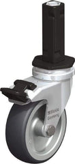 Blickle - 3" Diam x 63/64" Wide x 4" OAH Stem Mount Swivel Caster with Brake - Rubber Elastomer (TPE), 165 Lb Capacity, Plain Bore Bearing, Square Stem - Exact Tool & Supply