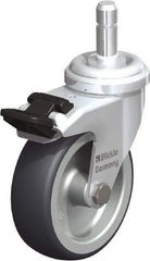 Blickle - 3" Diam x 63/64" Wide x 3-55/64" OAH Stem Mount Swivel Caster with Brake - Rubber Elastomer (TPE), 165 Lb Capacity, Plain Bore Bearing, Friction Stem - Exact Tool & Supply