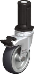 Blickle - 3" Diam x 63/64" Wide x 4" OAH Stem Mount Swivel Caster with Brake - Rubber Elastomer (TPE), 165 Lb Capacity, Plain Bore Bearing, Round Stem - Exact Tool & Supply