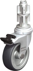 Blickle - 3" Diam x 63/64" Wide x 4" OAH Metal Expander Mount Swivel Caster with Brake - Rubber Elastomer (TPE), 165 Lb Capacity, Plain Bore Bearing, Metal Expander Stem - Exact Tool & Supply