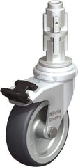 Blickle - 3" Diam x 63/64" Wide x 4" OAH Metal Expander Mount Swivel Caster with Brake - Rubber Elastomer (TPE), 165 Lb Capacity, Plain Bore Bearing, Metal Expander Stem - Exact Tool & Supply