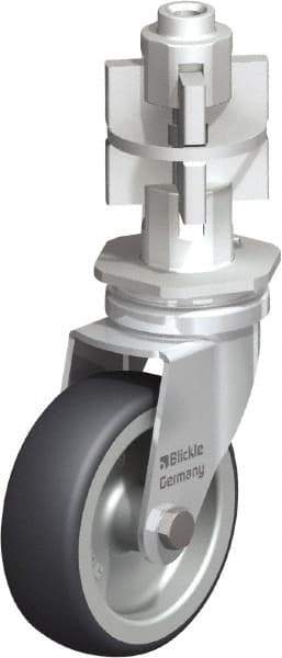 Blickle - 3" Diam x 63/64" Wide x 4" OAH Metal Expander Mount Swivel Caster - Rubber Elastomer (TPE), 165 Lb Capacity, Plain Bore Bearing, Metal Expander Stem - Exact Tool & Supply