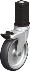 Blickle - 4" Diam x 63/64" Wide x 4-7/8" OAH Stem Mount Swivel Caster with Brake - Rubber Elastomer (TPE), 154 Lb Capacity, Plain Bore Bearing, Square Stem - Exact Tool & Supply