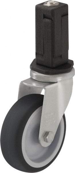 Blickle - 3" Diam x 63/64" Wide x 4" OAH Stem Mount Swivel Caster - Rubber Elastomer (TPE), 165 Lb Capacity, Plain Bore Bearing, Square Stem - Exact Tool & Supply