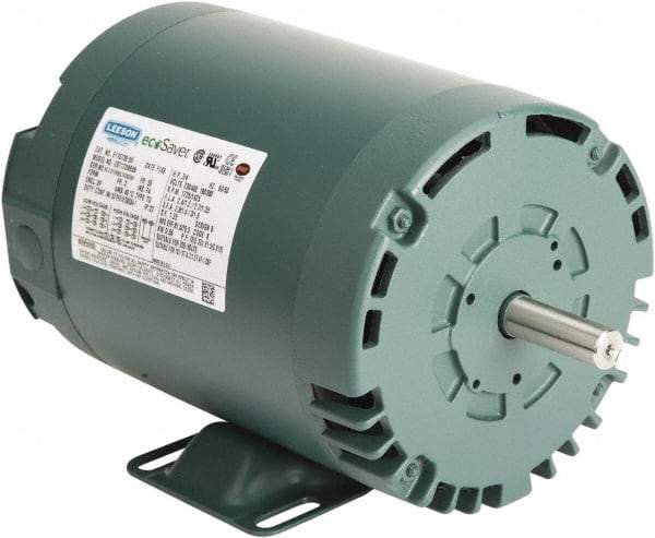 Leeson - 1 Max hp, 1,800 Max RPM, Premium Efficient Electric AC DC Motor - 230/460 V Input, Three Phase, 56C Frame, 5/8" Shaft Diam, C-Face Mount, ODP Enclosure - Exact Tool & Supply