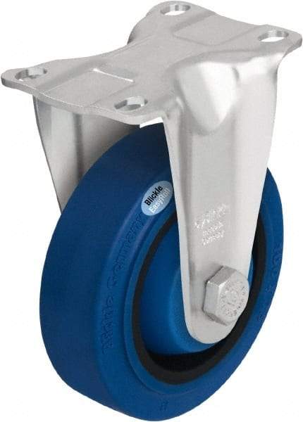 Blickle - 4" Diam x 1-3/8" Wide x 5-1/8" OAH Top Plate Mount Rigid Caster - Solid Rubber, 400 Lb Capacity, Ball Bearing, 3-5/8 x 2-1/2" Plate - Exact Tool & Supply