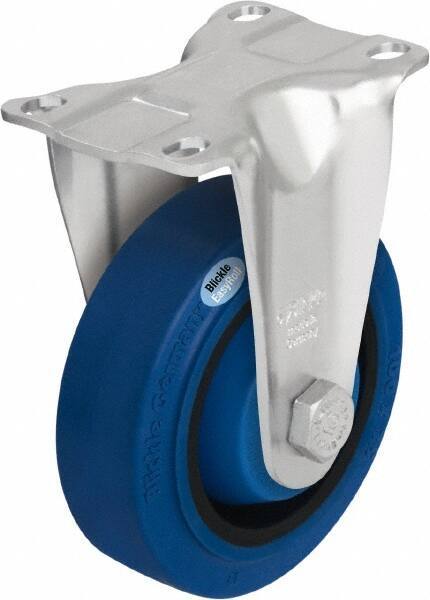 Blickle - 5" Diam x 1-3/8" Wide x 6-1/8" OAH Top Plate Mount Rigid Caster - Solid Rubber, 400 Lb Capacity, Ball Bearing, 3-5/8 x 2-1/2" Plate - Exact Tool & Supply