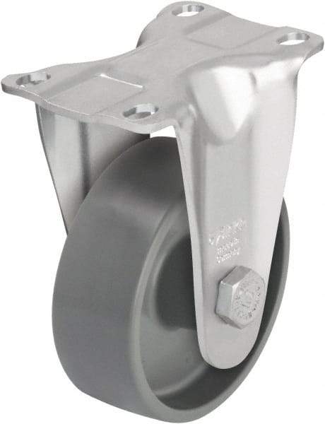 Blickle - 3-1/2" Diam x 1-1/4" Wide x 4-11/16" OAH Top Plate Mount Rigid Caster - Impact-Resistant Nylon, 400 Lb Capacity, Plain Bore Bearing, 3-5/8 x 2-1/2" Plate - Exact Tool & Supply