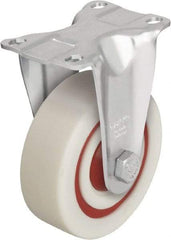 Blickle - 4" Diam x 1-3/8" Wide x 5-1/8" OAH Top Plate Mount Rigid Caster - Impact-Resistant Nylon, 400 Lb Capacity, Ball Bearing, 3-5/8 x 2-1/2" Plate - Exact Tool & Supply