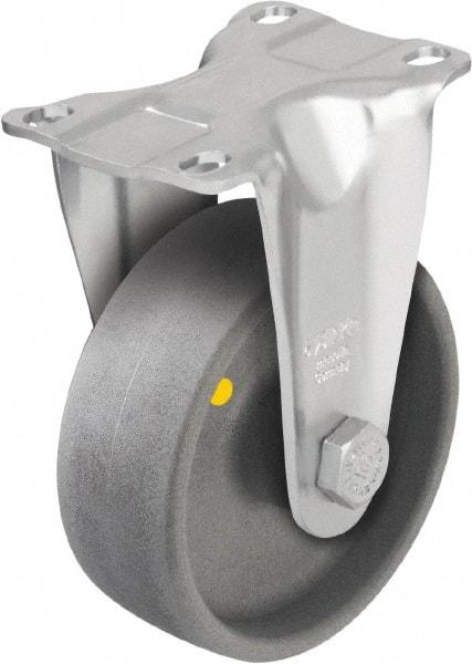 Blickle - 5" Diam x 1-9/16" Wide x 6-1/8" OAH Top Plate Mount Rigid Caster - Impact-Resistant Nylon, 400 Lb Capacity, Plain Bore Bearing, 3-5/8 x 2-1/2" Plate - Exact Tool & Supply