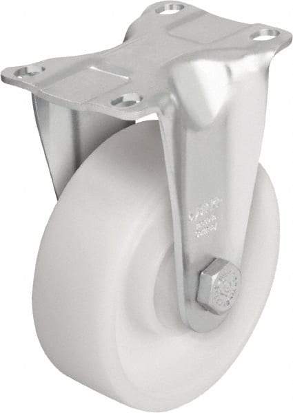 Blickle - 4" Diam x 1-7/16" Wide x 5-1/8" OAH Top Plate Mount Rigid Caster - Impact-Resistant Nylon, 400 Lb Capacity, Ball Bearing, 3-5/8 x 2-1/2" Plate - Exact Tool & Supply