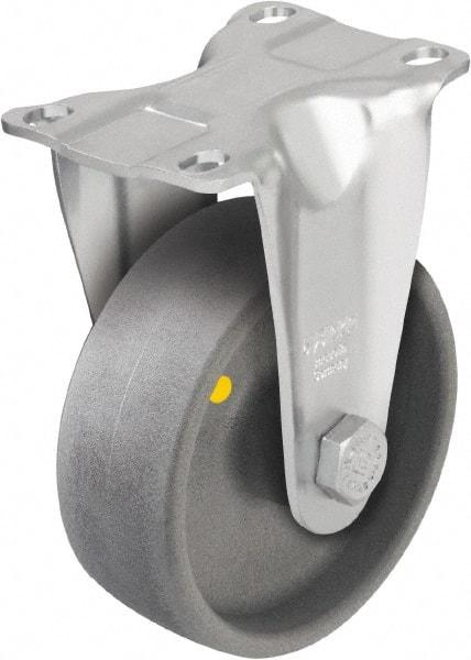 Blickle - 4" Diam x 1-7/16" Wide x 5-1/8" OAH Top Plate Mount Rigid Caster - Impact-Resistant Nylon, 400 Lb Capacity, Plain Bore Bearing, 3-5/8 x 2-1/2" Plate - Exact Tool & Supply
