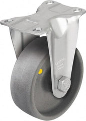 Blickle - 4" Diam x 1-7/16" Wide x 5-1/8" OAH Top Plate Mount Rigid Caster - Impact-Resistant Nylon, 400 Lb Capacity, Plain Bore Bearing, 3-5/8 x 2-1/2" Plate - Exact Tool & Supply