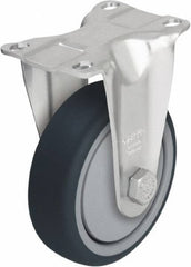 Blickle - 4" Diam x 1-1/4" Wide x 5-1/8" OAH Top Plate Mount Rigid Caster - Thermoplastic Polyurethane, 400 Lb Capacity, Ball Bearing, 3-5/8 x 2-1/2" Plate - Exact Tool & Supply