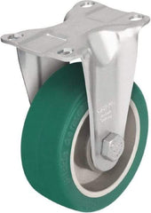 Blickle - 4" Diam x 1-9/16" Wide x 5-1/8" OAH Top Plate Mount Rigid Caster - Polyurethane-Elastomer Blickle Softhane, 400 Lb Capacity, Ball Bearing, 3-5/8 x 2-1/2" Plate - Exact Tool & Supply