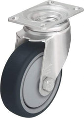 Blickle - 4" Diam x 1-1/4" Wide x 5-1/8" OAH Top Plate Mount Swivel Caster - Thermoplastic Polyurethane, 400 Lb Capacity, Ball Bearing, 3-5/8 x 2-1/2" Plate - Exact Tool & Supply
