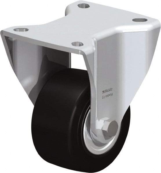 Blickle - 3" Diam x 1-49/64" Wide x 4-23/32" OAH Top Plate Mount Rigid Caster - Solid Rubber, 440 Lb Capacity, Ball Bearing, 3-15/16 x 3-3/8" Plate - Exact Tool & Supply