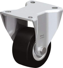Blickle - 3" Diam x 1-49/64" Wide x 4-23/32" OAH Top Plate Mount Rigid Caster - Solid Rubber, 440 Lb Capacity, Ball Bearing, 3-15/16 x 3-3/8" Plate - Exact Tool & Supply