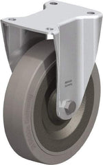 Blickle - 8" Diam x 1-31/32" Wide x 9-41/64" OAH Top Plate Mount Rigid Caster - Solid Rubber, 1,320 Lb Capacity, Ball Bearing, 5-1/2 x 4-3/8" Plate - Exact Tool & Supply