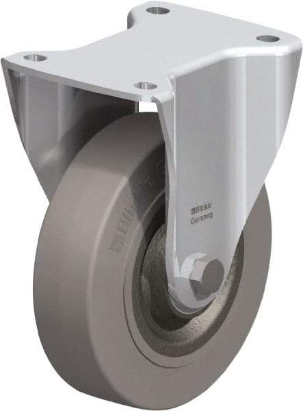 Blickle - 6-1/2" Diam x 1-31/32" Wide x 7-61/64" OAH Top Plate Mount Rigid Caster - Solid Rubber, 990 Lb Capacity, Ball Bearing, 5-1/2 x 4-3/8" Plate - Exact Tool & Supply