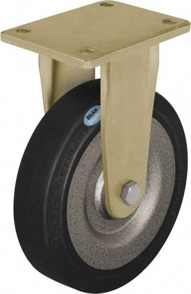 Blickle - 6-1/2" Diam x 1-31/32" Wide x 8-5/64" OAH Top Plate Mount Rigid Caster - Solid Rubber, 990 Lb Capacity, Ball Bearing, 5-1/2 x 4-3/8" Plate - Exact Tool & Supply