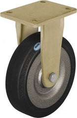 Blickle - 6-1/2" Diam x 1-31/32" Wide x 8-5/64" OAH Top Plate Mount Rigid Caster - Solid Rubber, 990 Lb Capacity, Ball Bearing, 5-1/2 x 4-3/8" Plate - Exact Tool & Supply