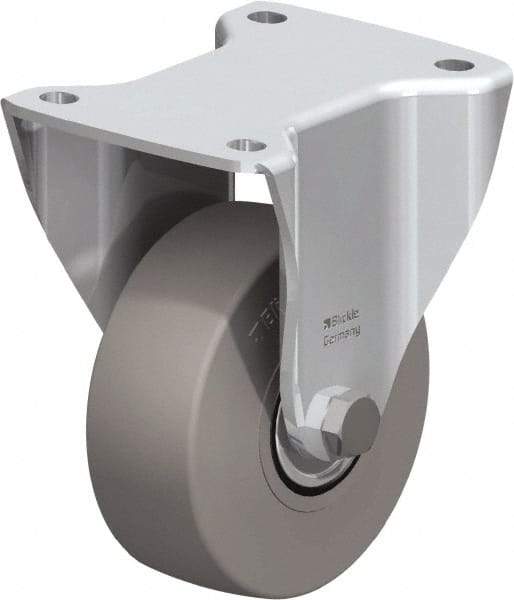 Blickle - 5" Diam x 1-31/32" Wide x 6-11/16" OAH Top Plate Mount Rigid Caster - Solid Rubber, 704 Lb Capacity, Ball Bearing, 5-1/2 x 4-3/8" Plate - Exact Tool & Supply