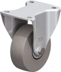 Blickle - 5" Diam x 1-31/32" Wide x 6-11/16" OAH Top Plate Mount Rigid Caster - Solid Rubber, 704 Lb Capacity, Ball Bearing, 5-1/2 x 4-3/8" Plate - Exact Tool & Supply