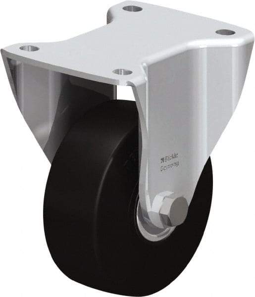Blickle - 5" Diam x 1-31/32" Wide x 6-11/16" OAH Top Plate Mount Rigid Caster - Solid Rubber, 704 Lb Capacity, Ball Bearing, 5-1/2 x 4-3/8" Plate - Exact Tool & Supply