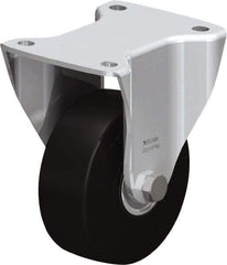 Blickle - 5" Diam x 1-31/32" Wide x 6-11/16" OAH Top Plate Mount Rigid Caster - Solid Rubber, 704 Lb Capacity, Ball Bearing, 5-1/2 x 4-3/8" Plate - Exact Tool & Supply