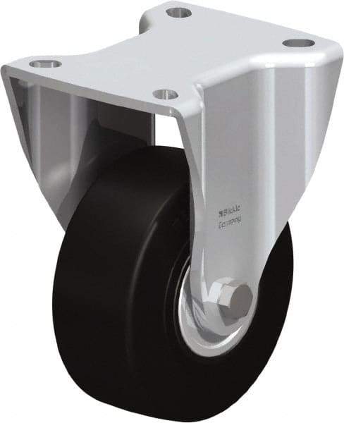 Blickle - 4" Diam x 1-37/64" Wide x 5-1/2" OAH Top Plate Mount Rigid Caster - Solid Rubber, 594 Lb Capacity, Ball Bearing, 3-15/16 x 3-3/8" Plate - Exact Tool & Supply