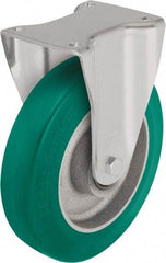 Blickle - 8" Diam x 1-31/32" Wide x 9-41/64" OAH Top Plate Mount Rigid Caster - Polyurethane-Elastomer Blickle Softhane, 1,760 Lb Capacity, Ball Bearing, 5-1/2 x 4-3/8" Plate - Exact Tool & Supply