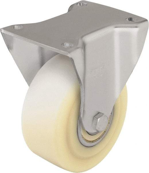 Blickle - 4" Diam x 1-37/64" Wide x 5-1/2" OAH Top Plate Mount Rigid Caster - Impact-Resistant Cast Nylon, 1,540 Lb Capacity, Ball Bearing, 5-1/2 x 4-3/8" Plate - Exact Tool & Supply