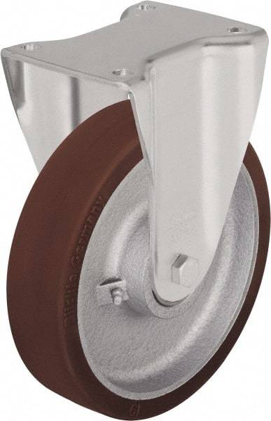 Blickle - 6-1/2" Diam x 1-31/32" Wide x 7-61/64" OAH Top Plate Mount Rigid Caster - Polyurethane-Elastomer Blickle Softhane, 1,760 Lb Capacity, Ball Bearing, 5-1/2 x 4-3/8" Plate - Exact Tool & Supply