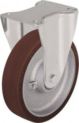 Blickle - 6-1/2" Diam x 1-31/32" Wide x 7-61/64" OAH Top Plate Mount Rigid Caster - Polyurethane-Elastomer Blickle Softhane, 1,760 Lb Capacity, Ball Bearing, 5-1/2 x 4-3/8" Plate - Exact Tool & Supply